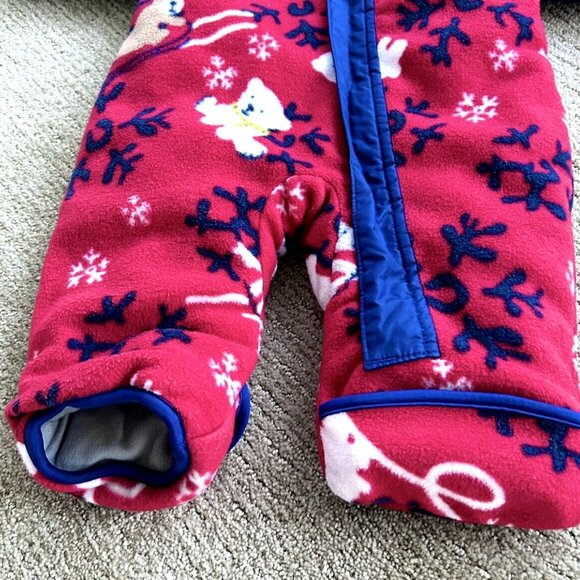 Columbia Blue Red Winter Animal Print Baby Snowsuit Baby Boy Size 6 Months - Picture 6 of 6